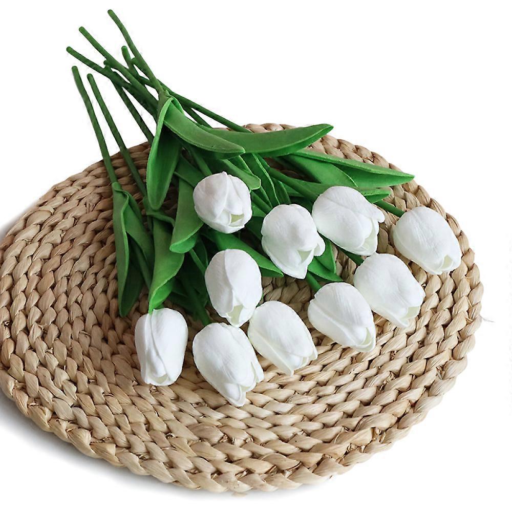 Artificial tulips, white, 10 pcs