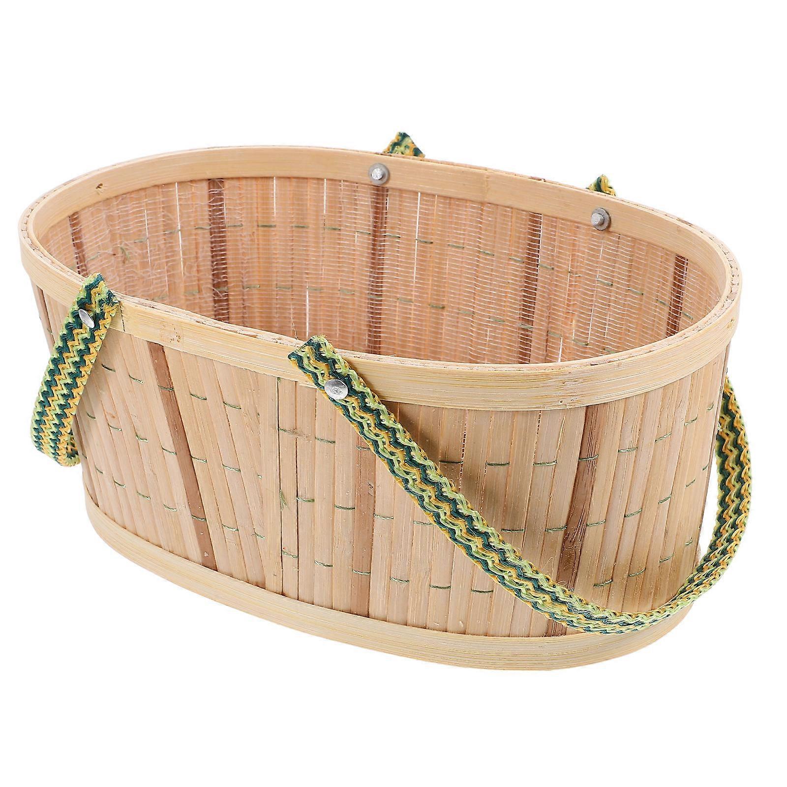 Wicker Bamboo Basket with Handles for Storage Decorative Picnic Basket