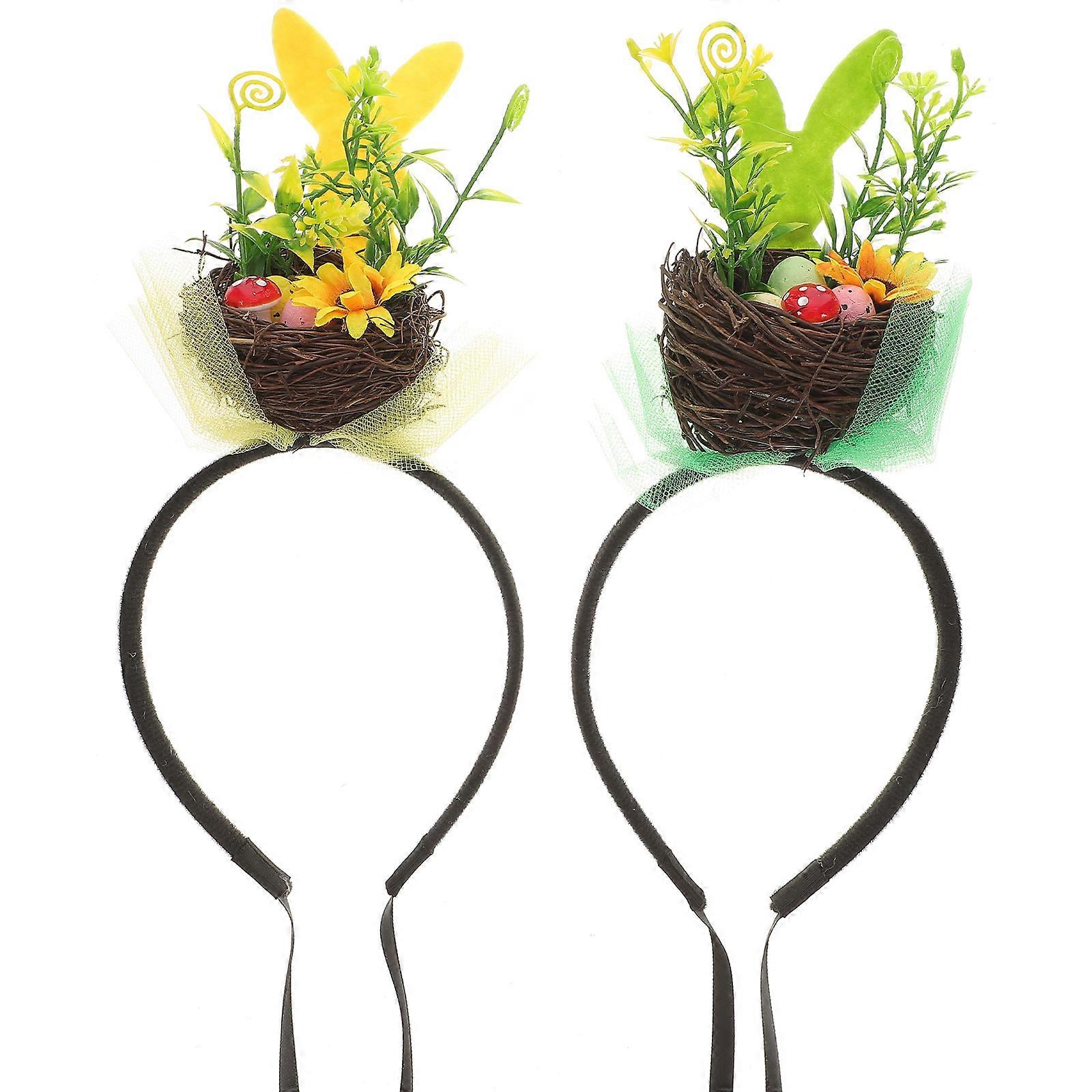 Festive Bird Decoration Creative Bird Nest Headwear Cosplay Prop Adjustable Size Coffee 2Pcs