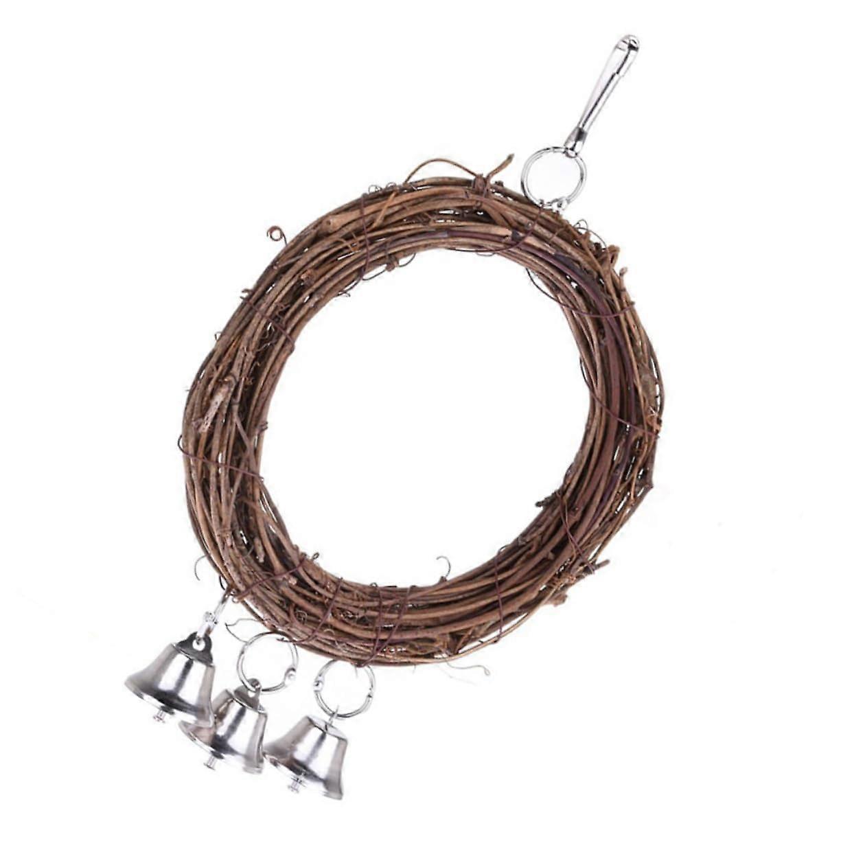 Rattan Bird Swing with Bells Hanging Chew Toy for Parrots Cockatiels Budgies Sturdy and Durable Toy for Small Birds Installation