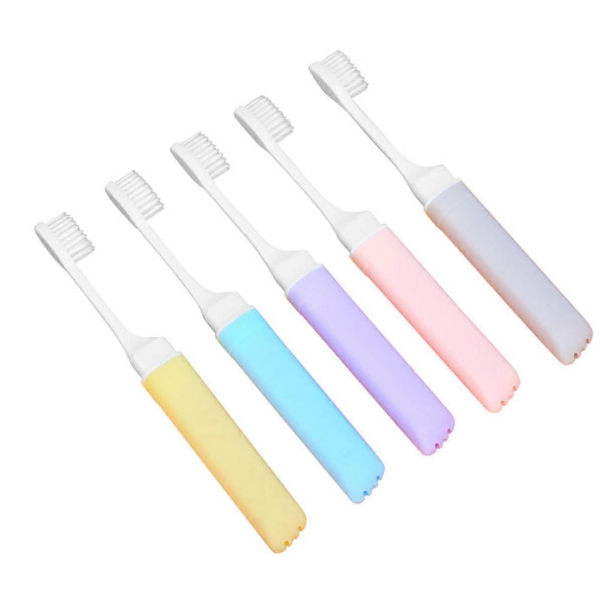 5 Pieces Foldable Toothbrush, Ergonomic Toothbrushes for Gentle Teeth Cleaning and Gum Care, Random Colors, Random Color for Travel