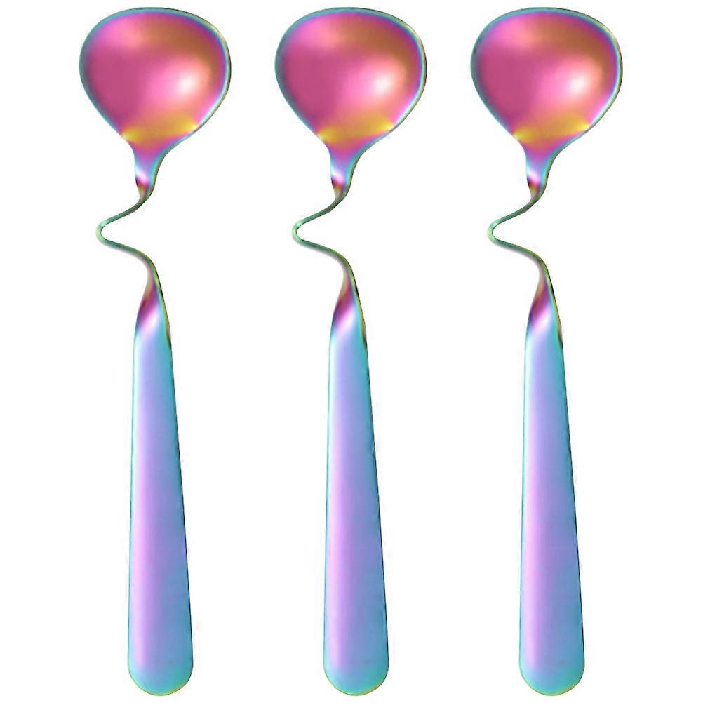 Curved Handle Spoon For Seasoning Mixing Honey Spoons Home Hotel Use Multi Color 3Pcs