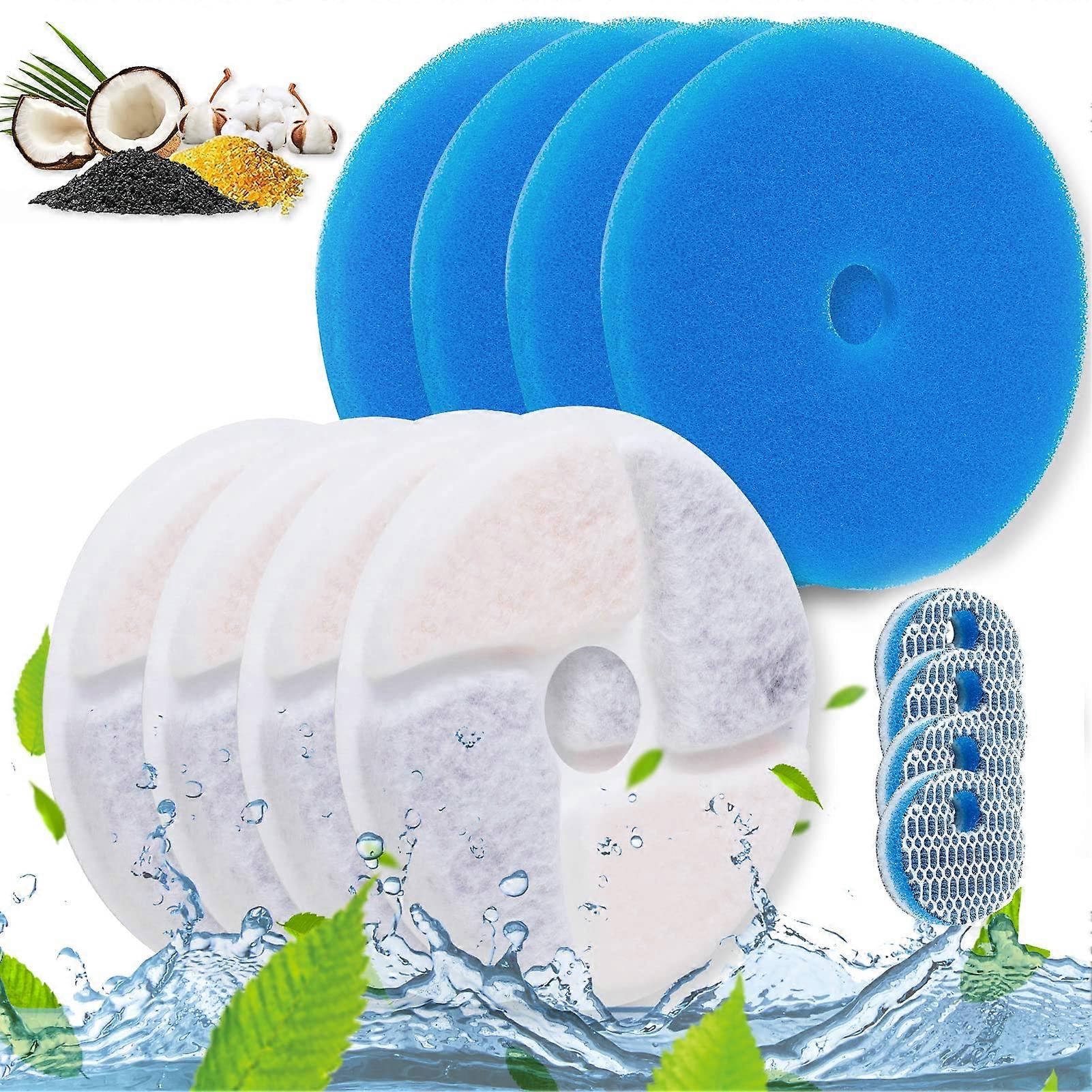 Cat Water Fountain Filter  4 Pack Activated Professional Removable Circle Reusable Carbon Filter Drink Fountain Filter Blue/White