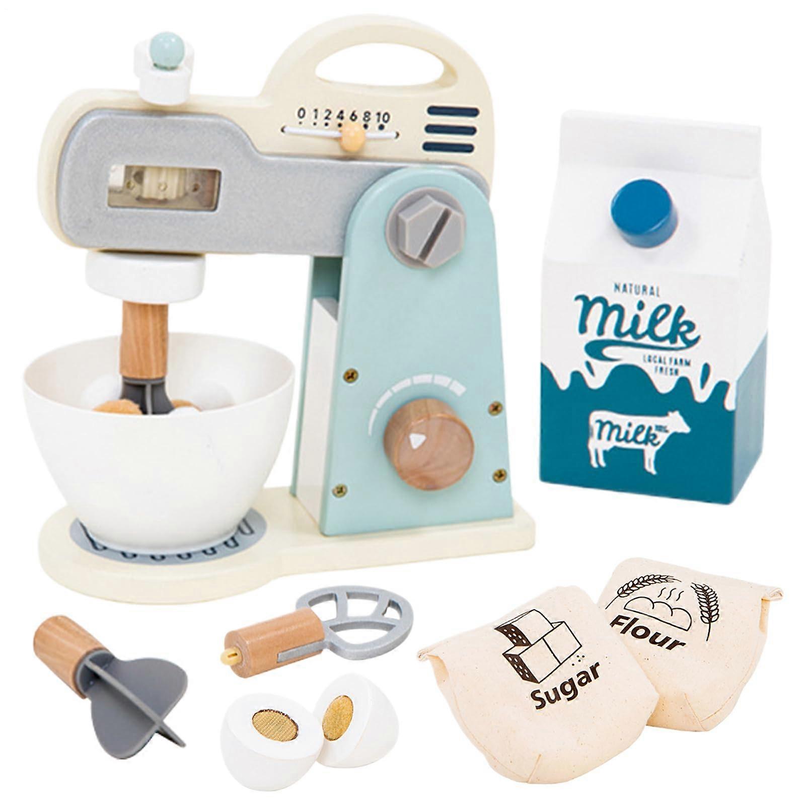 Toy Mixer Cooking Mixer Play Set, Wooden Fairy Tale Kitchen Play Set for Toddlers Kids Girls Boys 15 Years Old