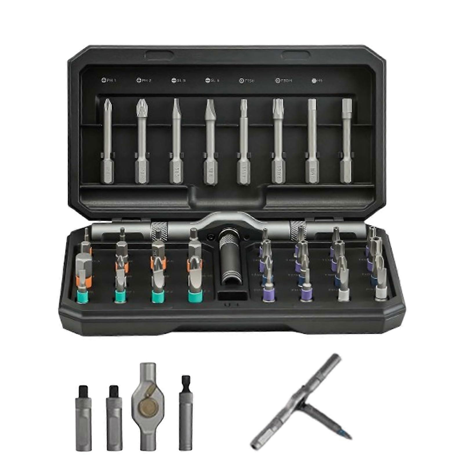 42 in 1 Magnetic Screwdriver Set, Ratcheting with Removable Handle, for Home Repairs, Black
