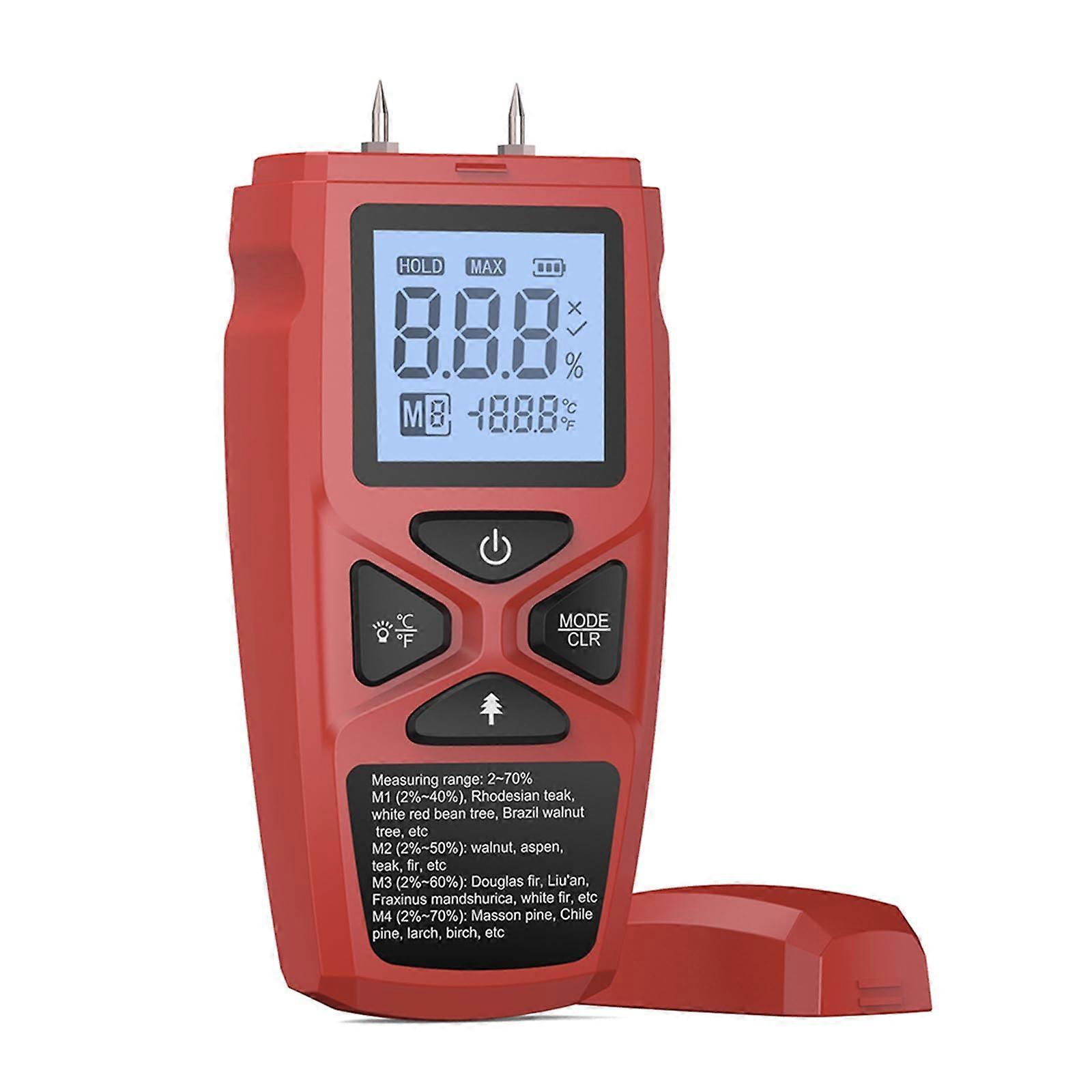 Handheld Wood Moisture Meter Portable Wood Moisture Tester Upgraded for Accurate Material Testing Red Color