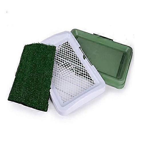 Threelayer grass dog toilet, pet potty, pet accessories, grid mat, bottom tray, PP material, splashproof, easy to clean and simple to use.