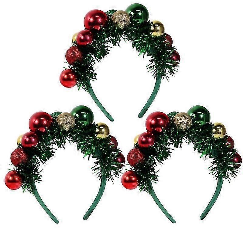 クリスマスヘッドカラーボール2個、クリスマスツリーヘアバンド、2025年クリスマスデコレーション、家庭用、女性用、新年ギフト