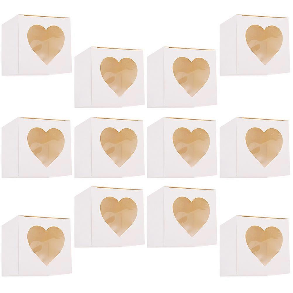 White Paper Dessert Box with Transparent Window for Cupcake Mousse Egg Tart Storage 12 Pieces