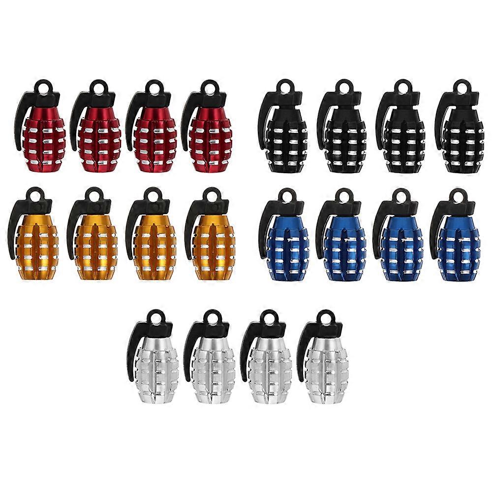 Aluminum Alloy Tire Valve Cap Durable Car Tire Valves Caps Daily Use Yellow 20Pcs