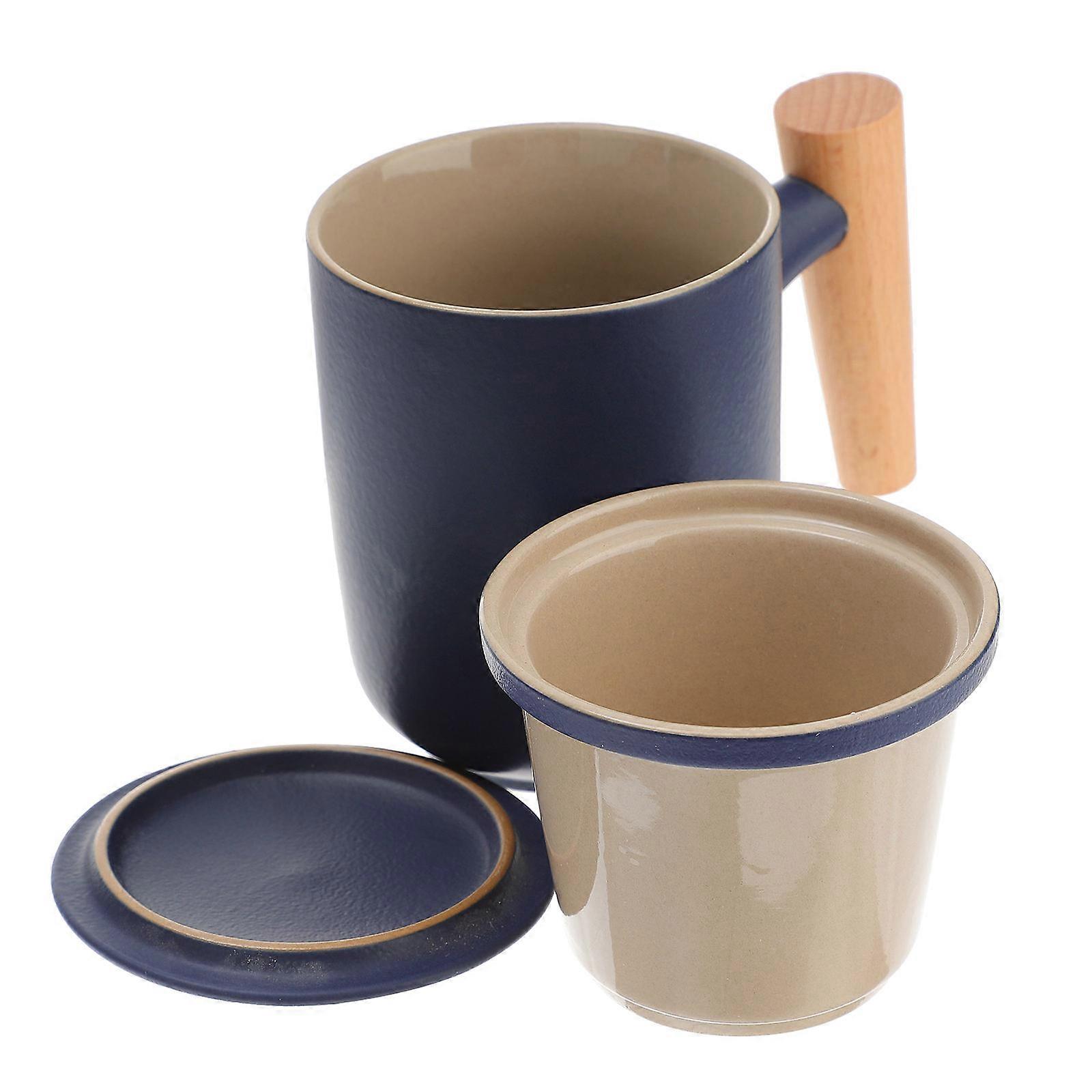 Blue Ceramic Tea Mug for Kitchen Use and Leakproof Perfect for Travel Office or Gym 12 oz