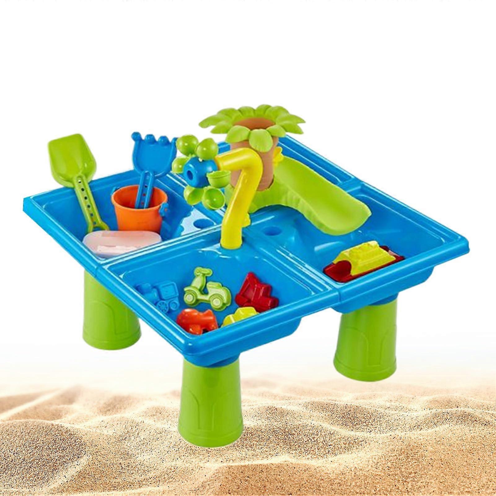 Sand Water Mirror Water Activity Table Outdoor Water Play Table Sand Pit Sensory Play Set, 24 Pieces