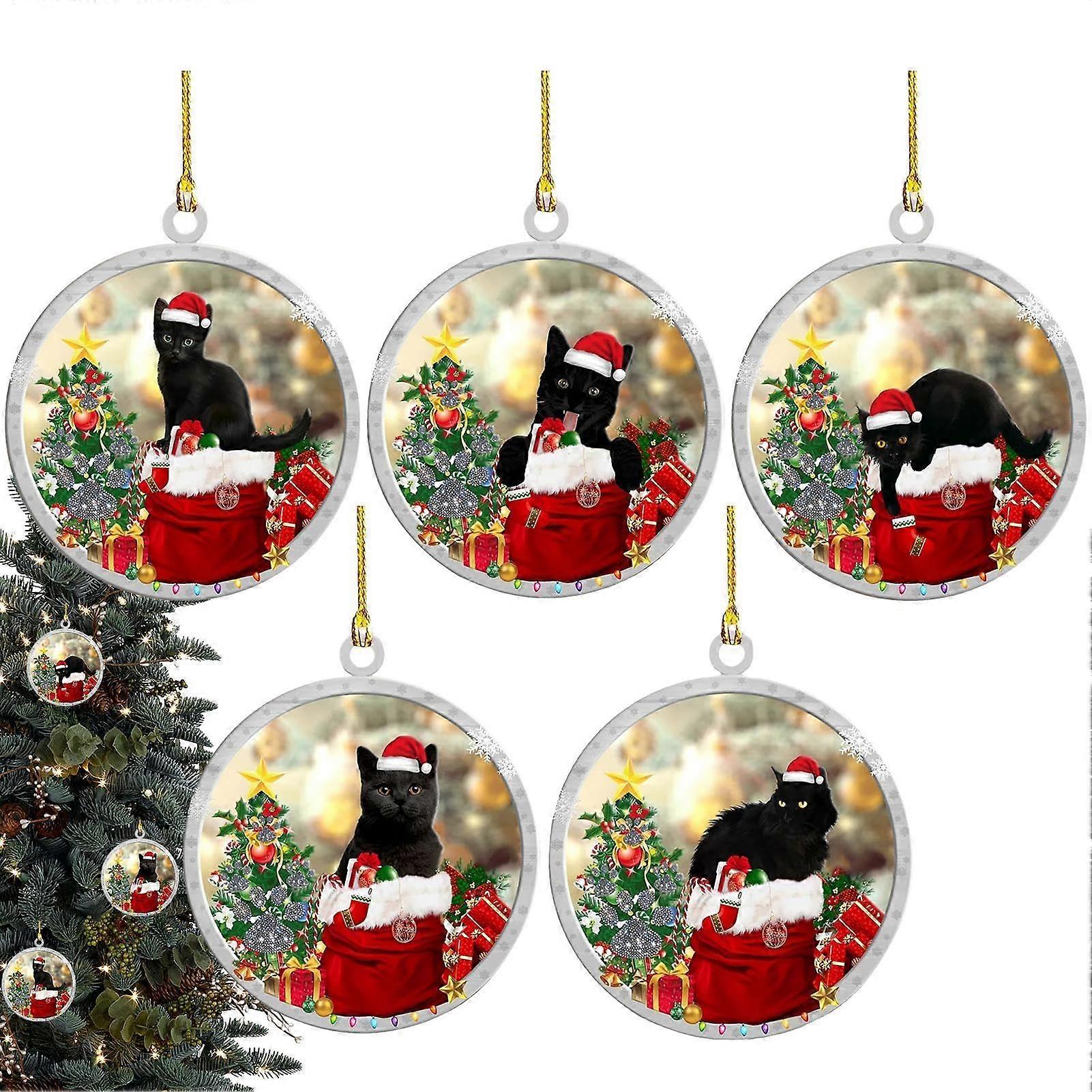 Acrylic Christmas Tree Ornaments, 5Piece Set  Festive Accessories