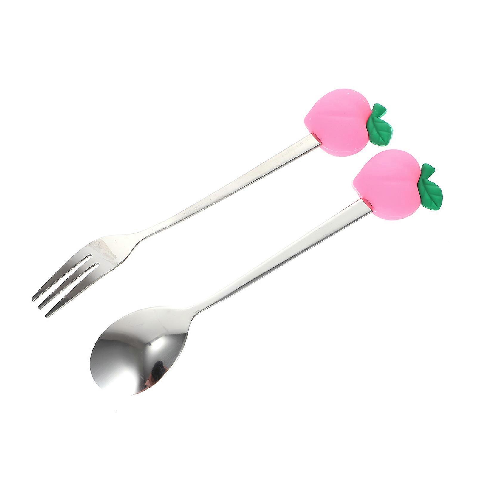 Reusable Cutlery Set Creative Fruit Shaped Tableware Stainless Steel Fork Spoon Eating Tools Multi 14.2X2X0.3CM For Home Use 4Pcs