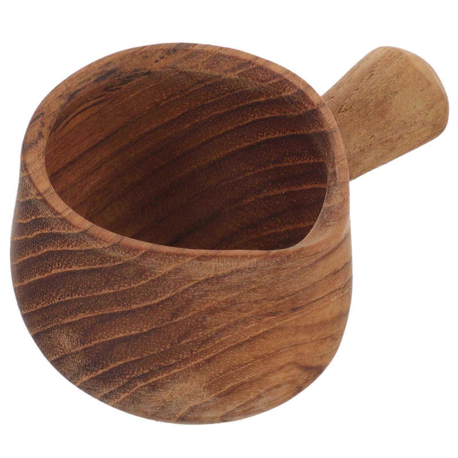 Wooden Creamer Pitcher 1.5oz Mini Coffee Milk Creamer Jug with Wood Handle for Honey Syrup and Milk Frothing