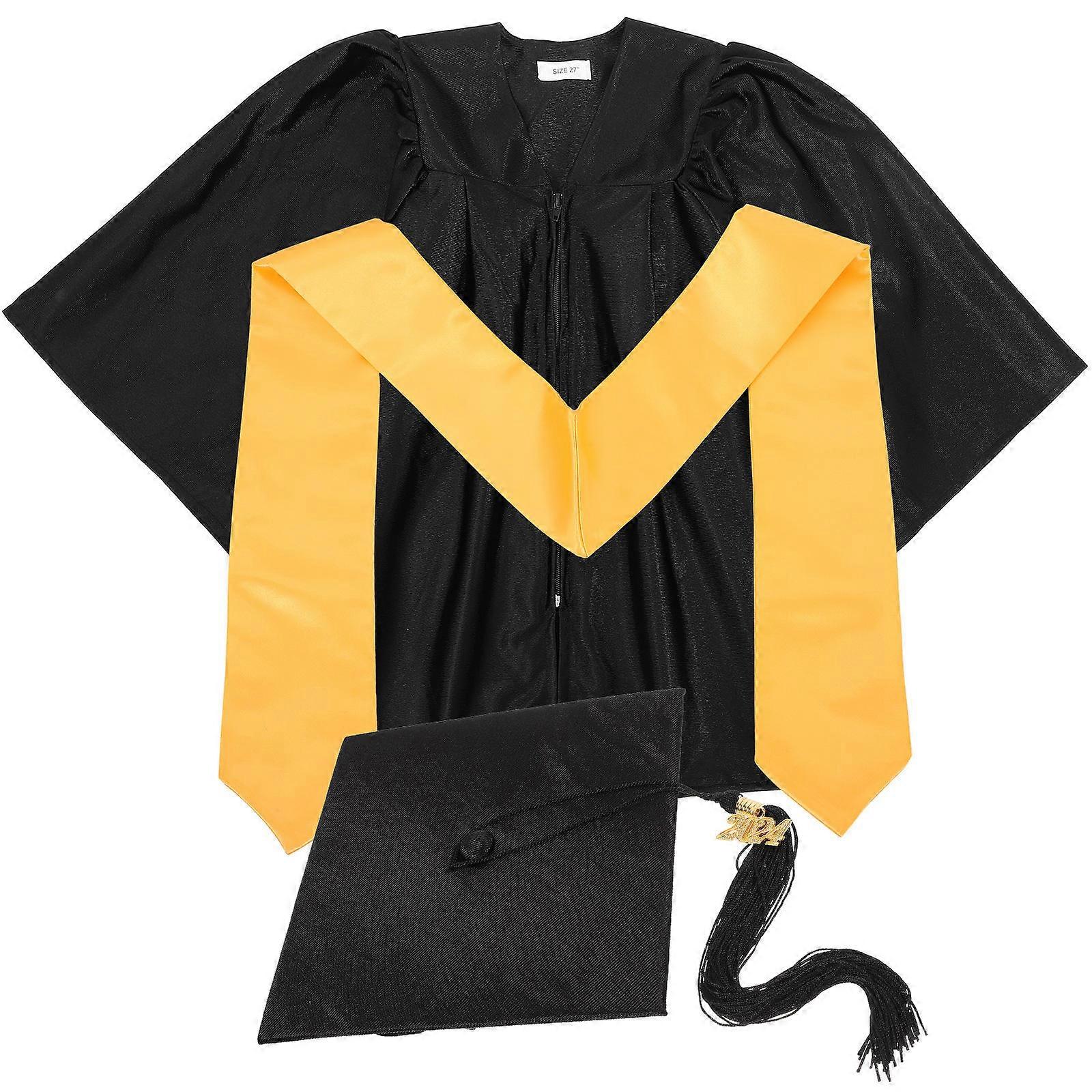 1 Set Graduation Gown and Cap Outfit with Tassel and Sash for Preschool and Elementary School Use