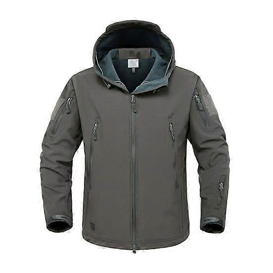 Men Jacket Hooded Long Sleeve Solid Color Jacket Coat with Multi Pockets Zipper Placket Outdoor Trench Outwear