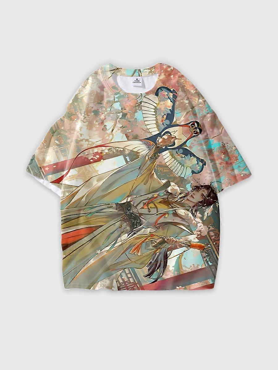 T-shirt round neck Role Pattern loose short sleeve E3467