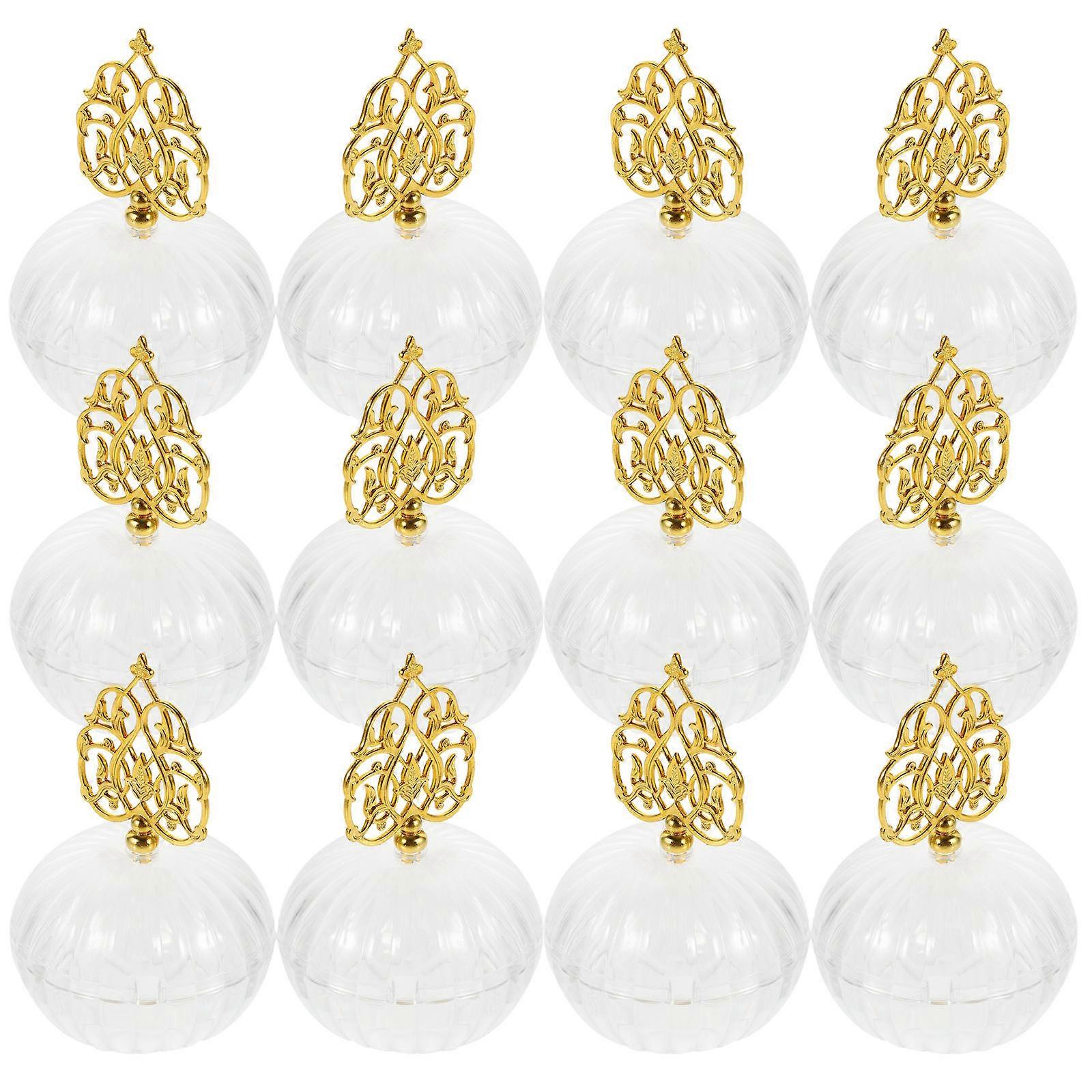 Golden Plastic Candy Box for Storage Use Perfect for Wedding and Party Favor Containers 12pcs