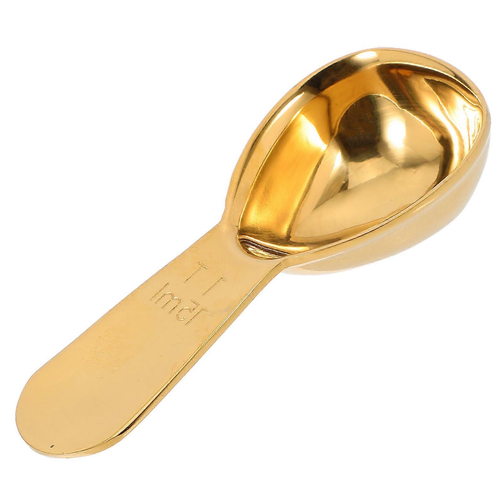 Stainless Steel Measuring Spoon Precision Measurement For Ground Coffee Home Use Short Handle Golden 1Pack