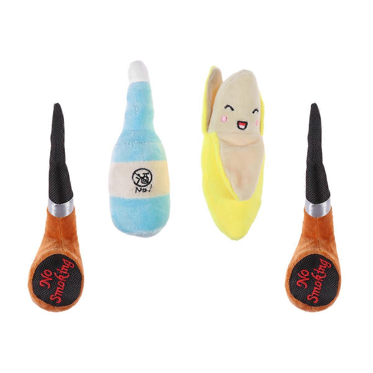 Pet Playing Toy Plush Toys Interactive Dog Toys Beer Shape Grasping Reducing Boredom 4Pcs