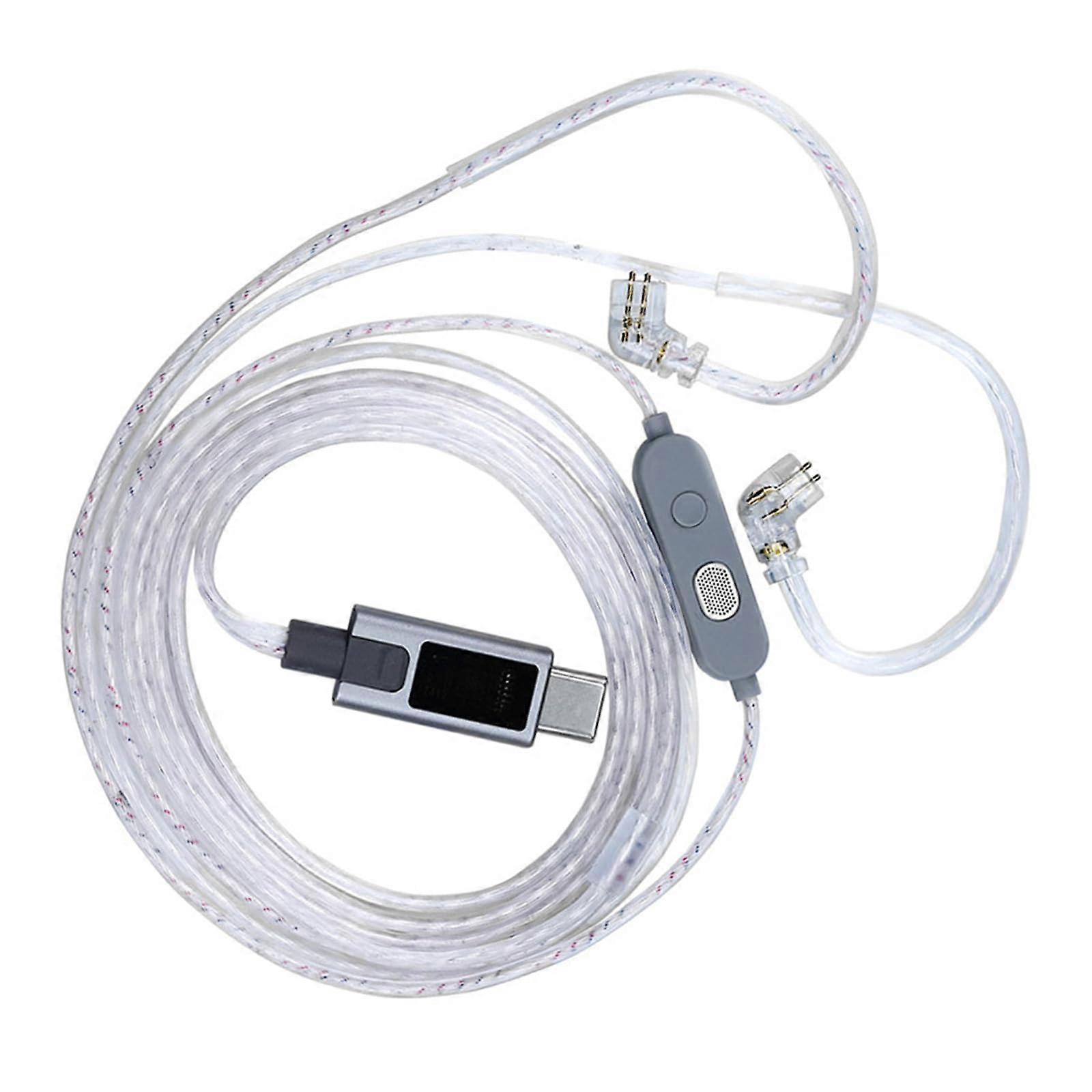Typ C Upgrades Cable with Professional EQ Tuning, Dual Microphones, Silver-Plated, Compatible with All Devices