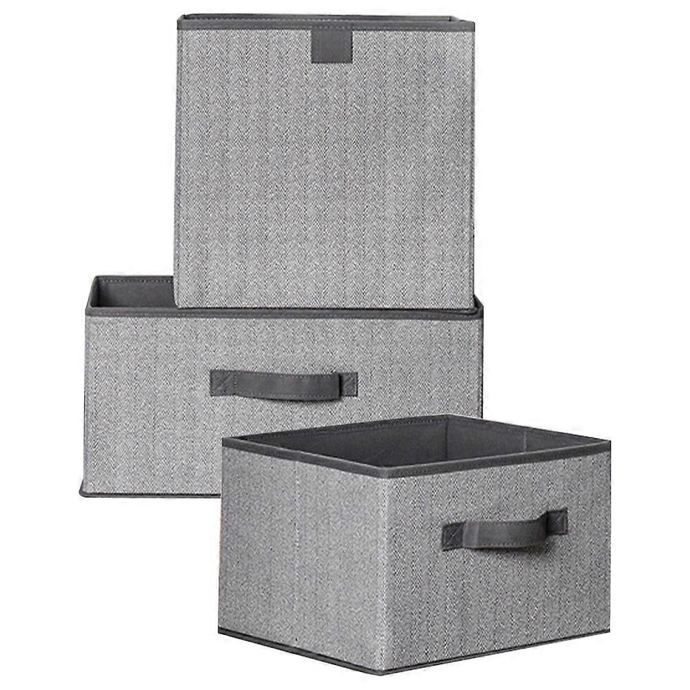 3-Piece Collapsible Fabric Storage Boxes Closet Organizer Bins Easy To Carry Move For Tidy Home Storage