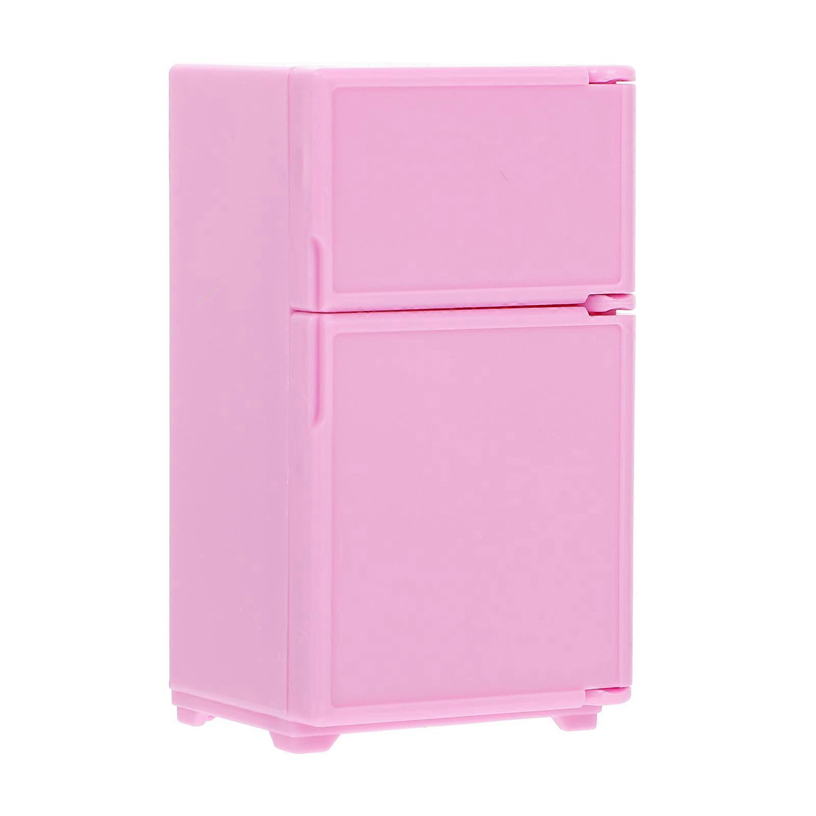 Decorative Mini House Refrigerator Furniture Model For Mini Room Layout 3.5X2X1.7 In Pink Color 1Set