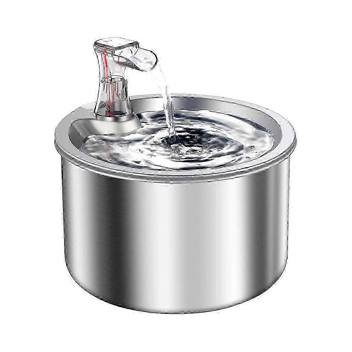 نافورة للحيوانات الأليفة فائقة الهدوء من الفولاذ المقاوم للصدأ ، موزع مياه أوتوماتيكي سعة 2 لتر للقطط ، محلول شرب متين