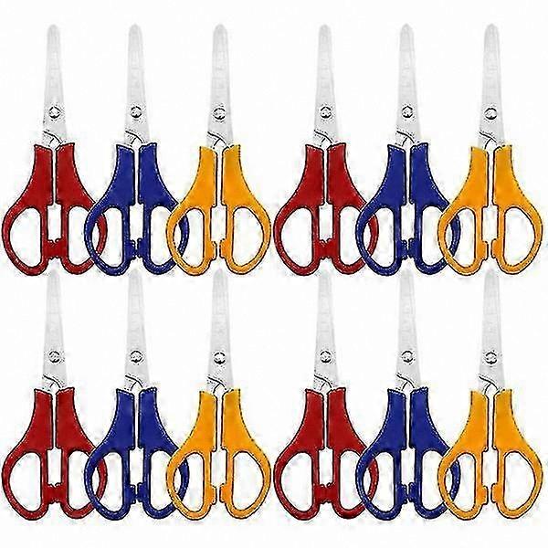 12-Piece Student Scissors with Scale for DIY Paper Crafts and Handmade Projects Supplies