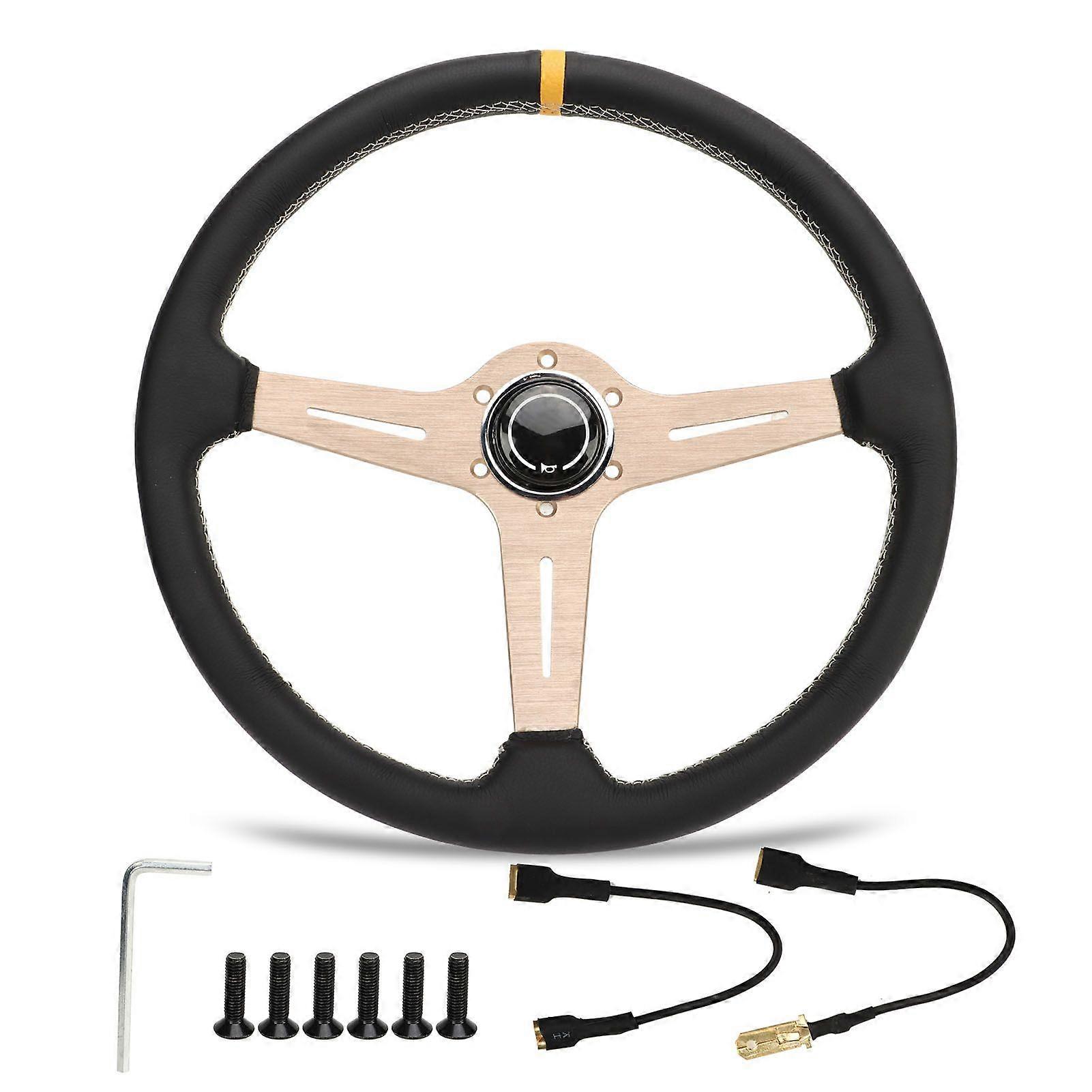 14.5インチステアリングホイールレザーユニバーサルフィット車両用