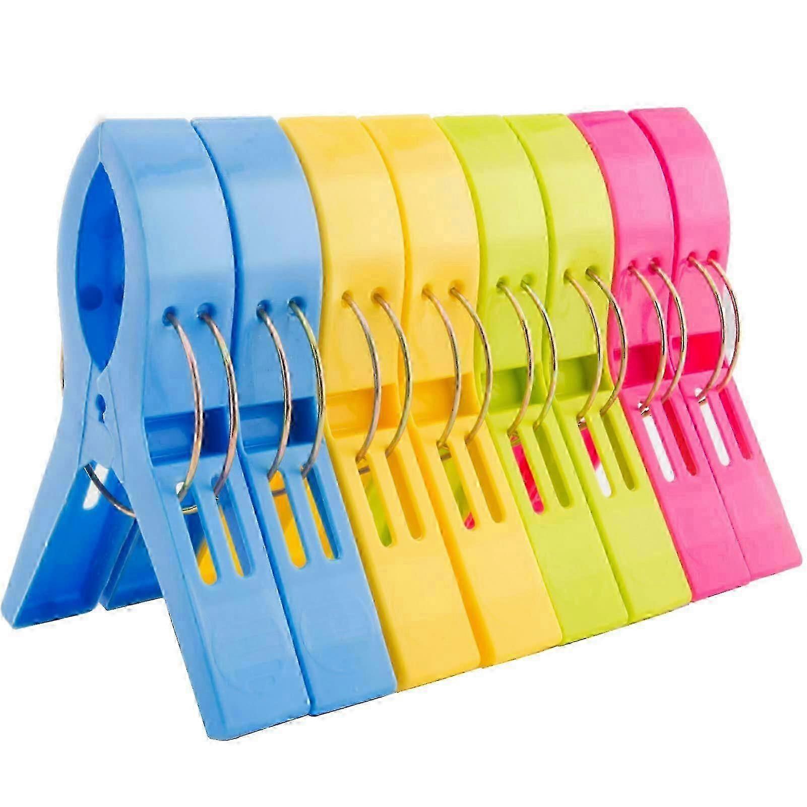 8pcs Colorful Beach Towel Holders, Large Plastic Laundry Clips