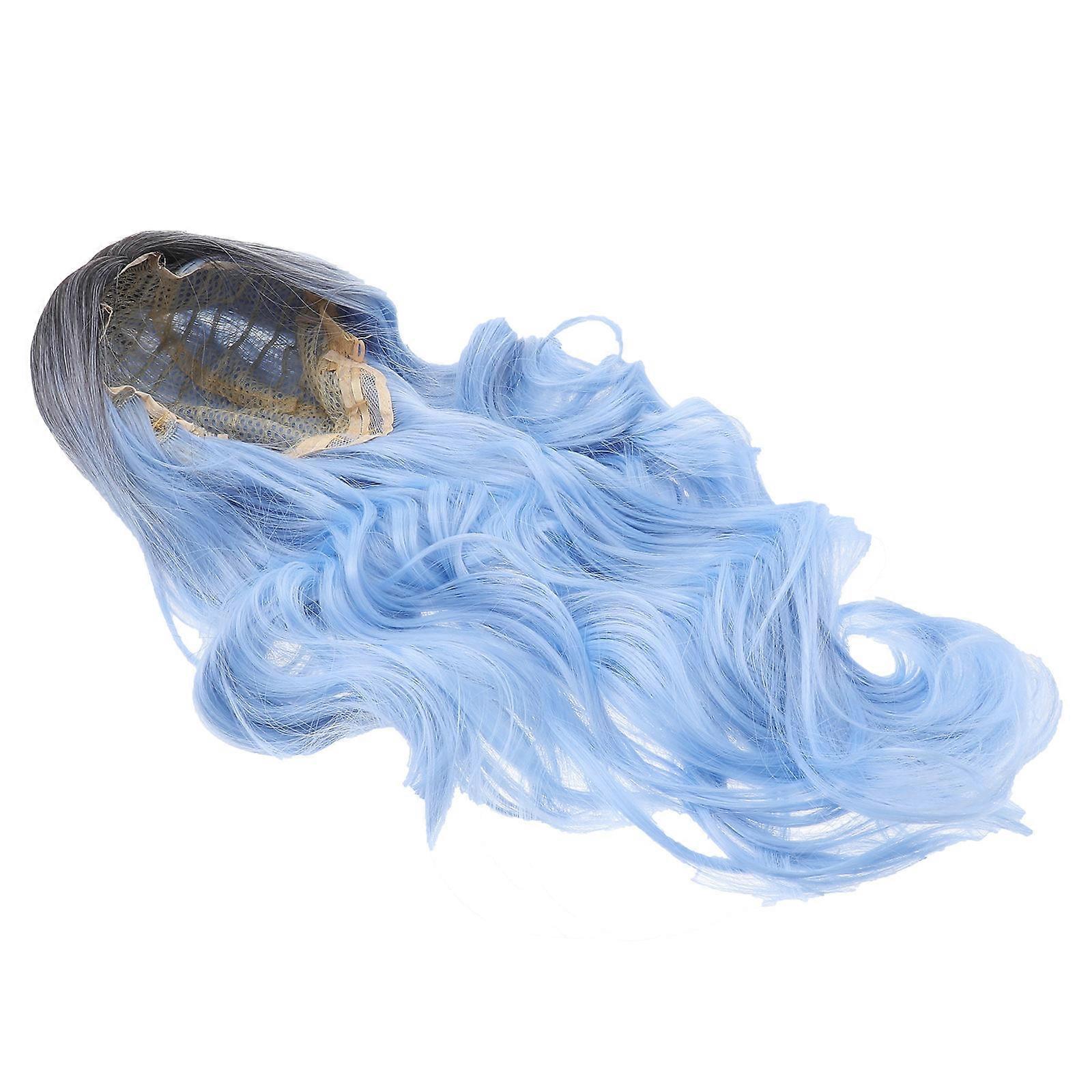 Colorful Long Wave Curly Black Ombre Blue Cosplay Wig Lolita Style Cosplay Wigs