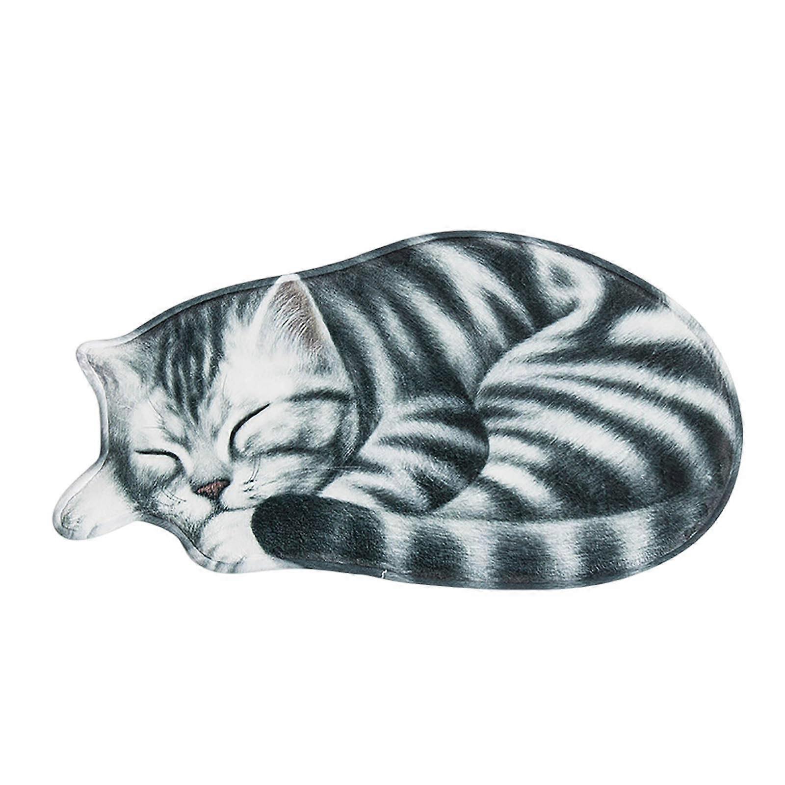 Fleece bath mat in cat shape, soft and absorbent, nonslip, washable (A, 40x76cm) Ref: 8308