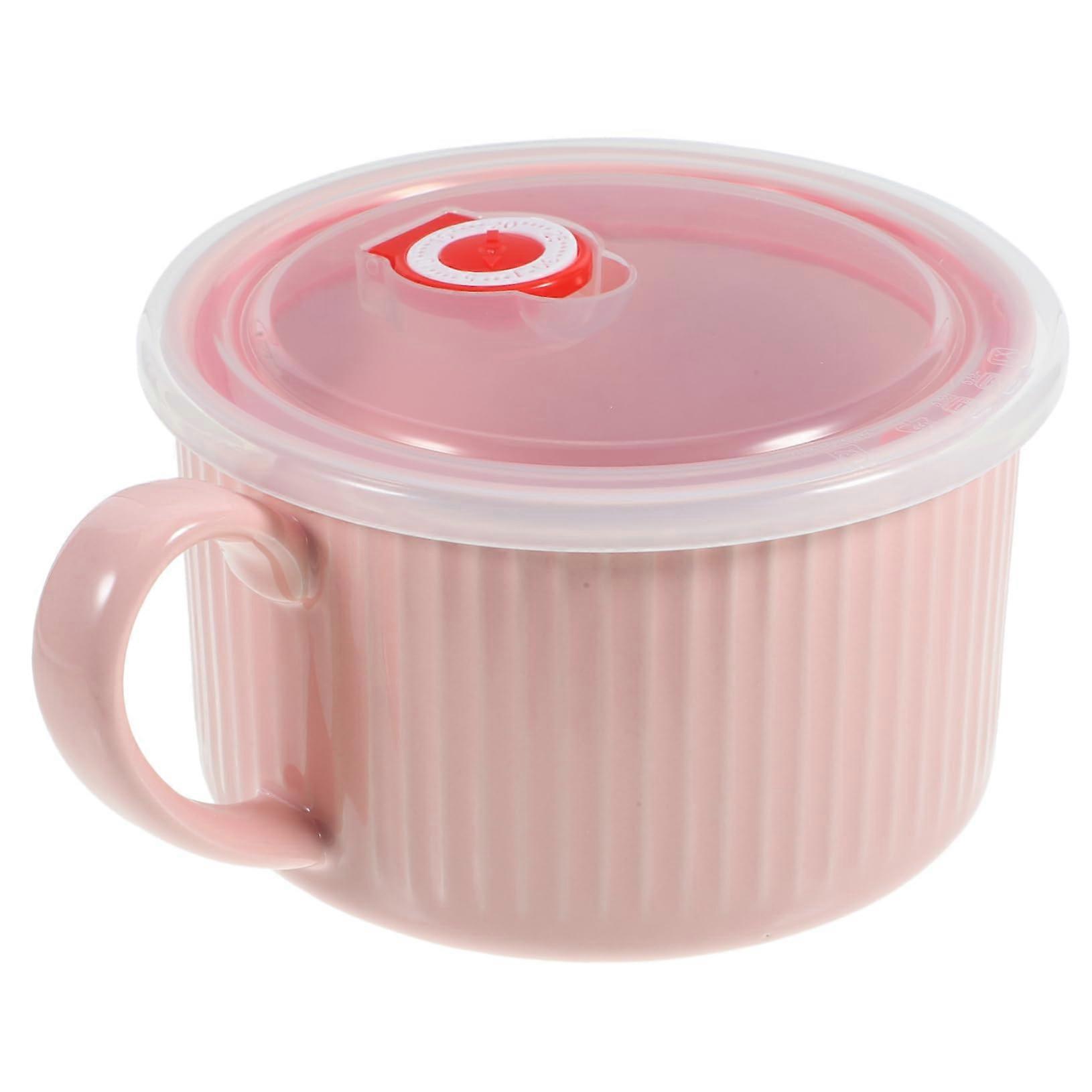 Ceramic Ramen Bowl with Lid, Noodle Dish Bowl, Microwave Safe, Reusable for Bento Boxes, Durable Tableware for Daily Use