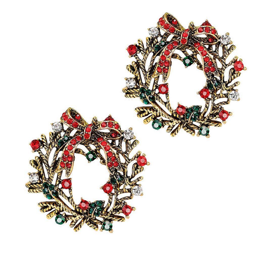Alloy Wreath Brooch for Decoration with Multi Color Great for Wedding Party and Events 2 Pieces