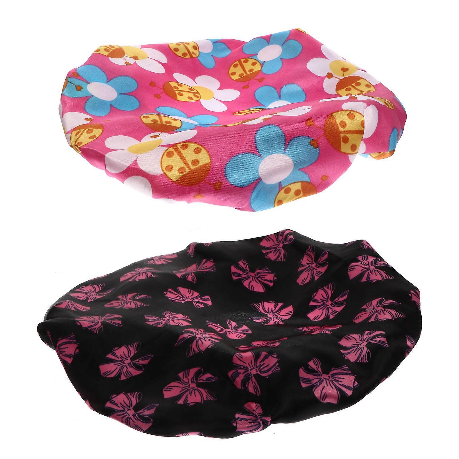 Creative Night Hat Elastic Design Wide Brim Waterproof for Shower 2Pcs
