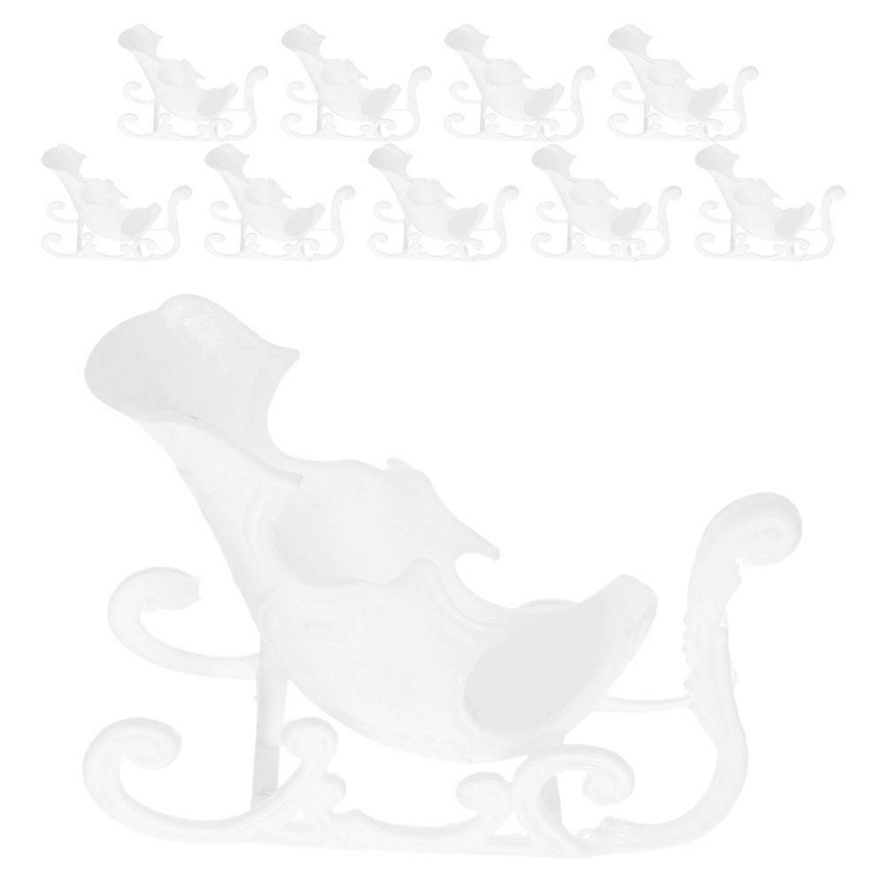 Festive White Plastic Sleigh ornaments for Christmas Decor with Unique Design and Craftsmanship 10pcs
