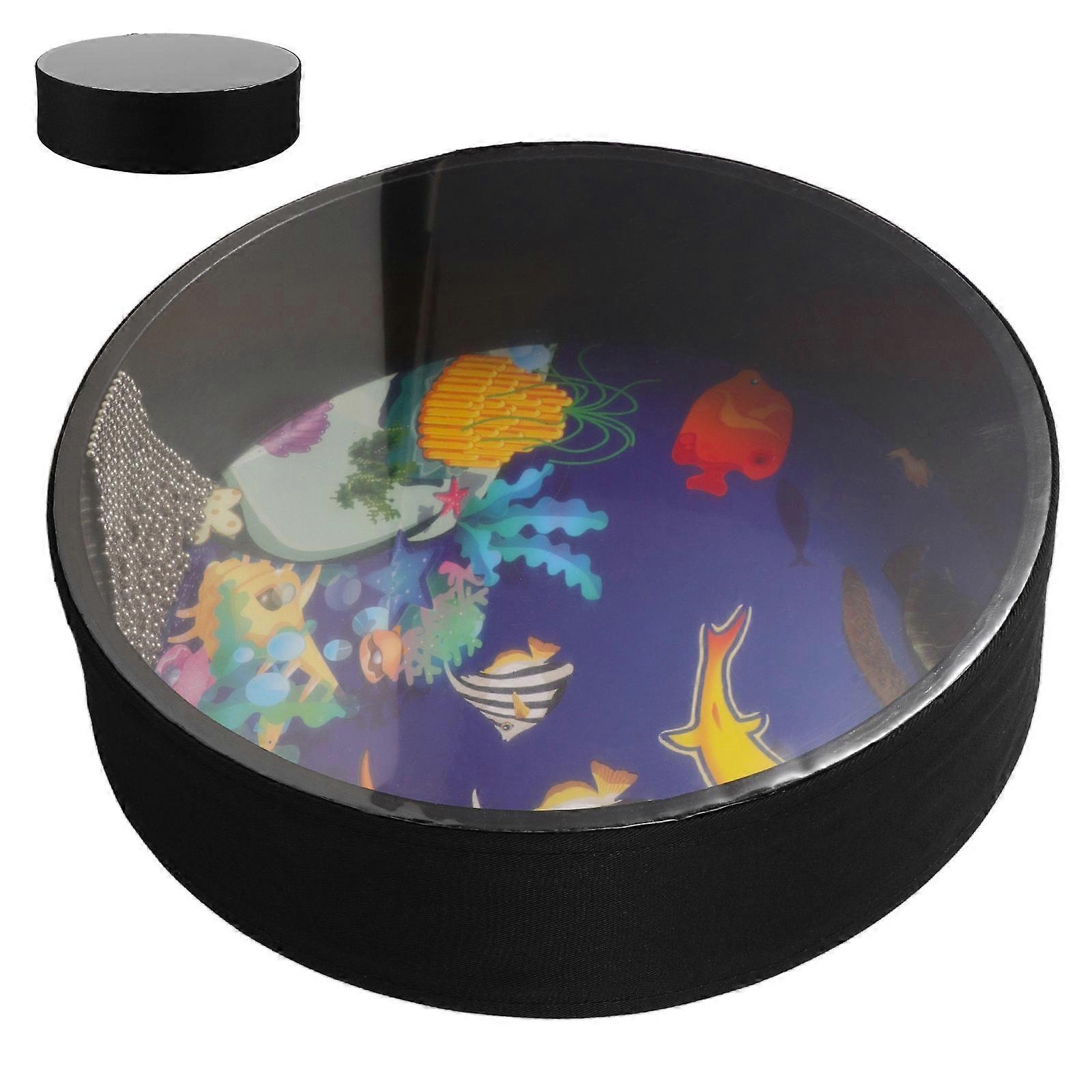 Ocean Hand Percussion Drum with Wood Shell – Wave Bead Drum for Tranquil Sounds at Home, Office, Nursery & Birthday Parties