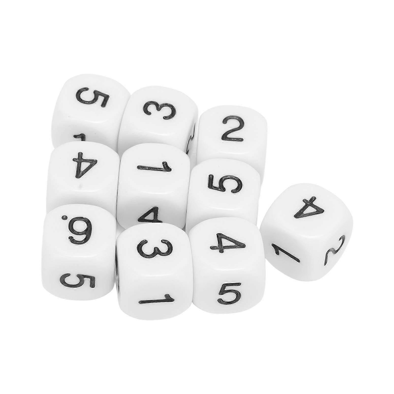 20PCS 6 Sided Number Dice Plastic 16mm Round Corner Polyhedral Dice Set for Numeral Teaching Board Games White