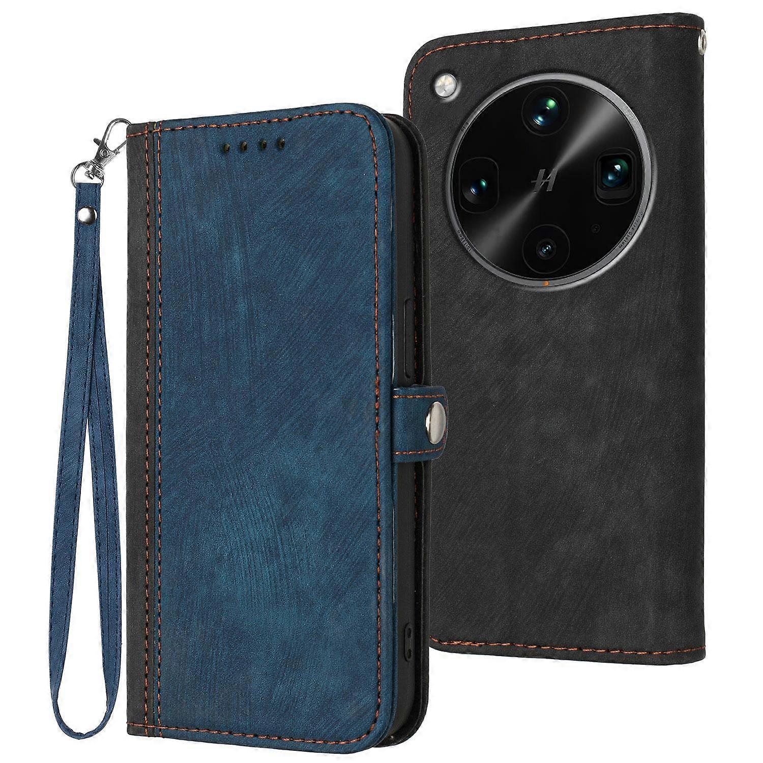 Side Buckle Double Fold Hand Strap Leather Phone Case