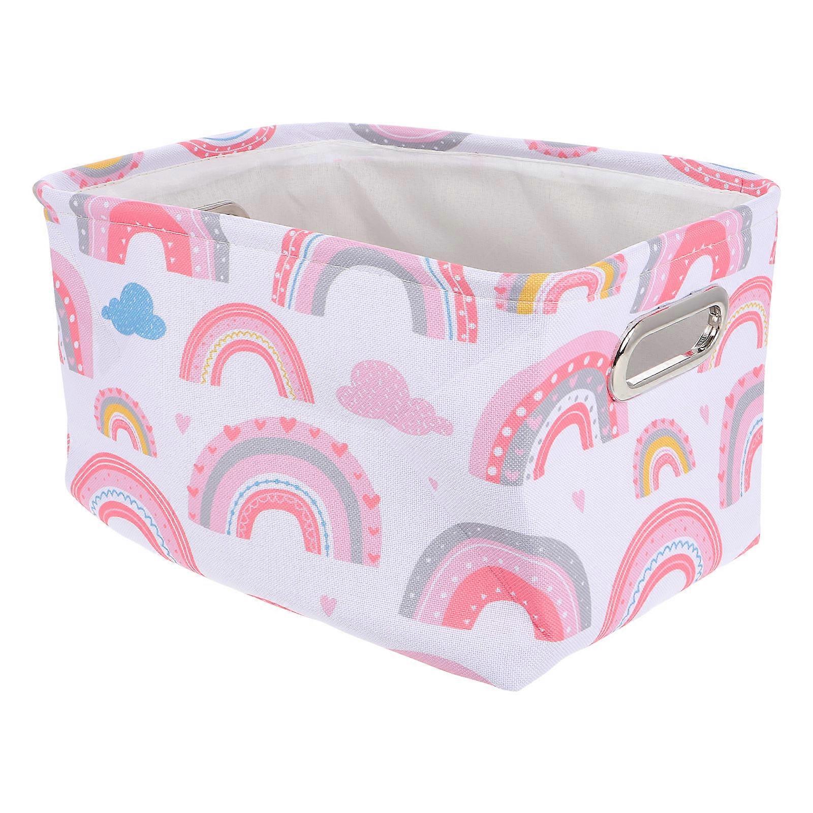 Portable Rectangular Fabric Basket For Kids Room And Nursery Storage With Multiple Uses 1Set