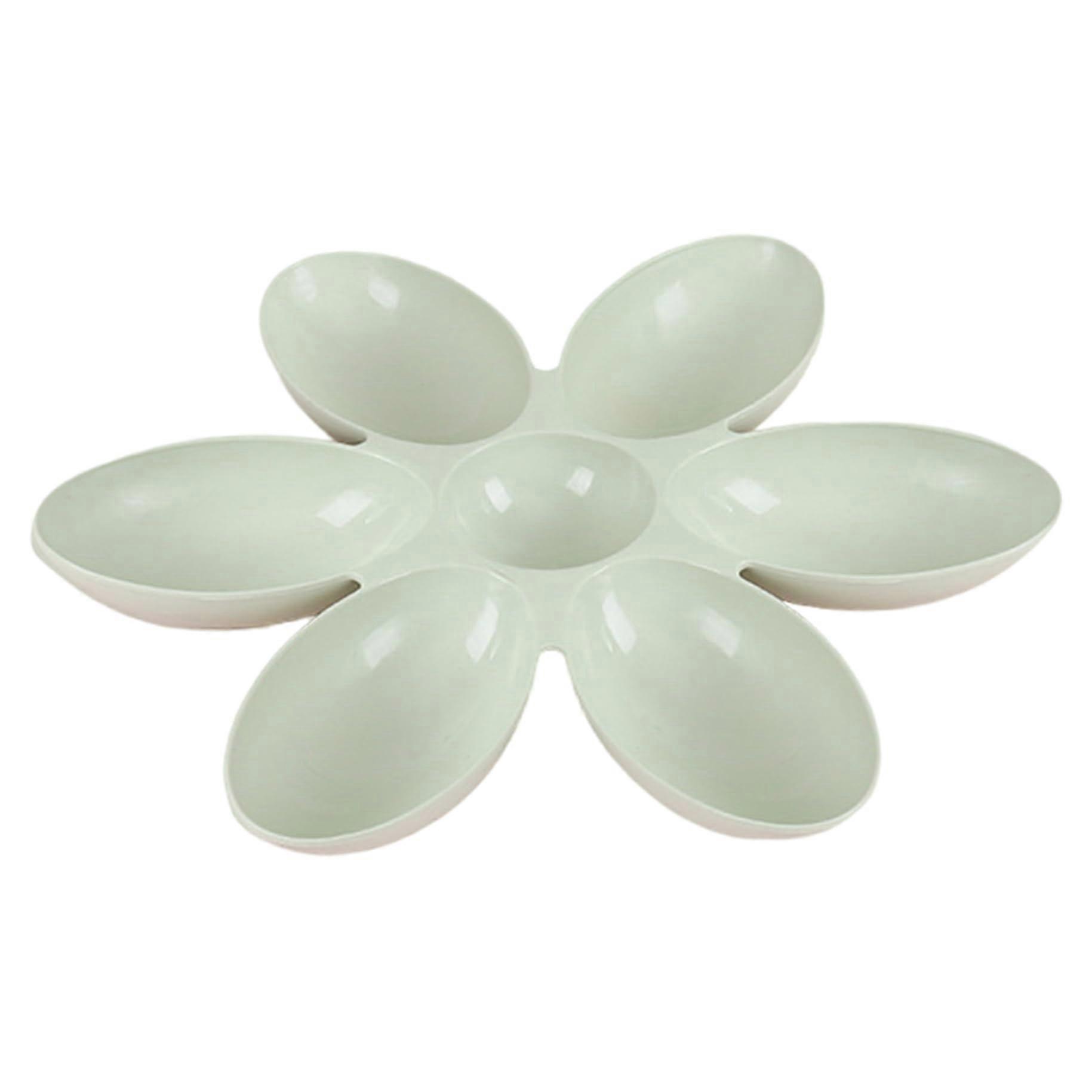 Cat Food Bowl with Flower Design 6 Grids Non Slip Plastic Feeding Dish for Multiple Pets