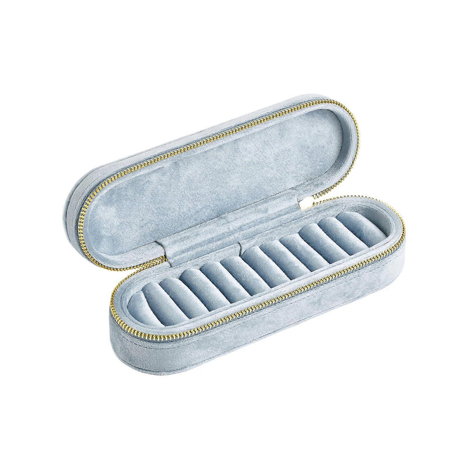 Portable Plush Jewelry Storage Box, Compact Multi-Partition Jewelry Case with Zippers for Secure Organization