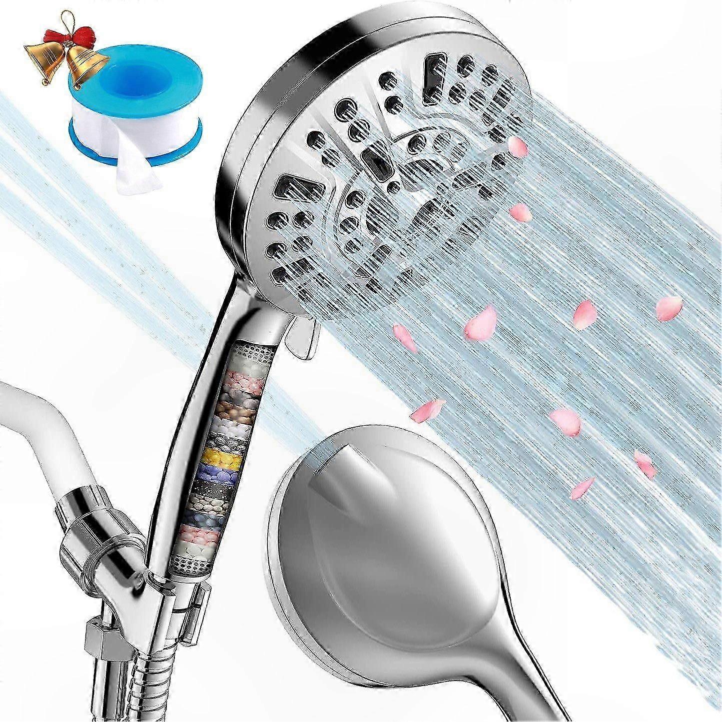 10-Mode Handheld Shower Head with 1.5M Hose and Sealing Tape for Easy Installation