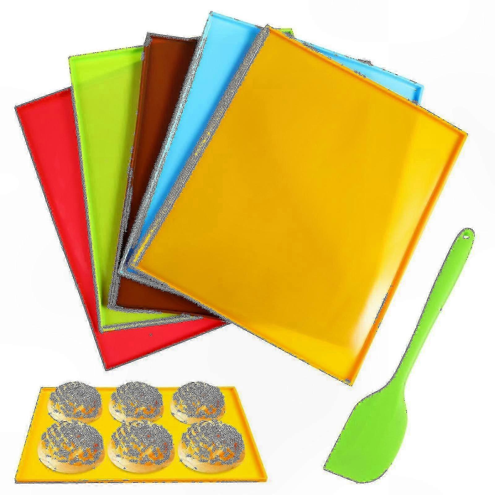 Nonstick Silicone Baking Mats with Handles, Reusable Tray Liners and Spatula for Easy Cooking