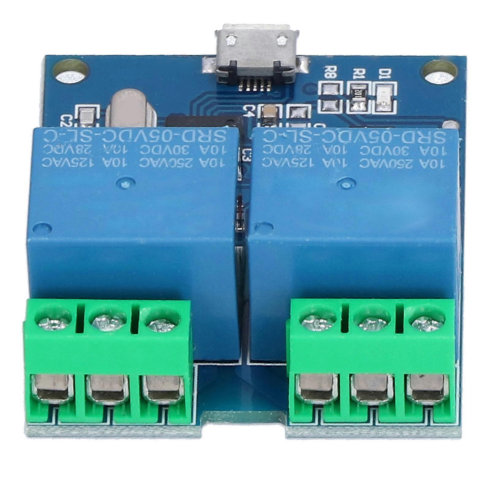 Relay Module 2 Way HighPerformance Durable USB Intelligent Control Switch with LED for Overcurrent Protection