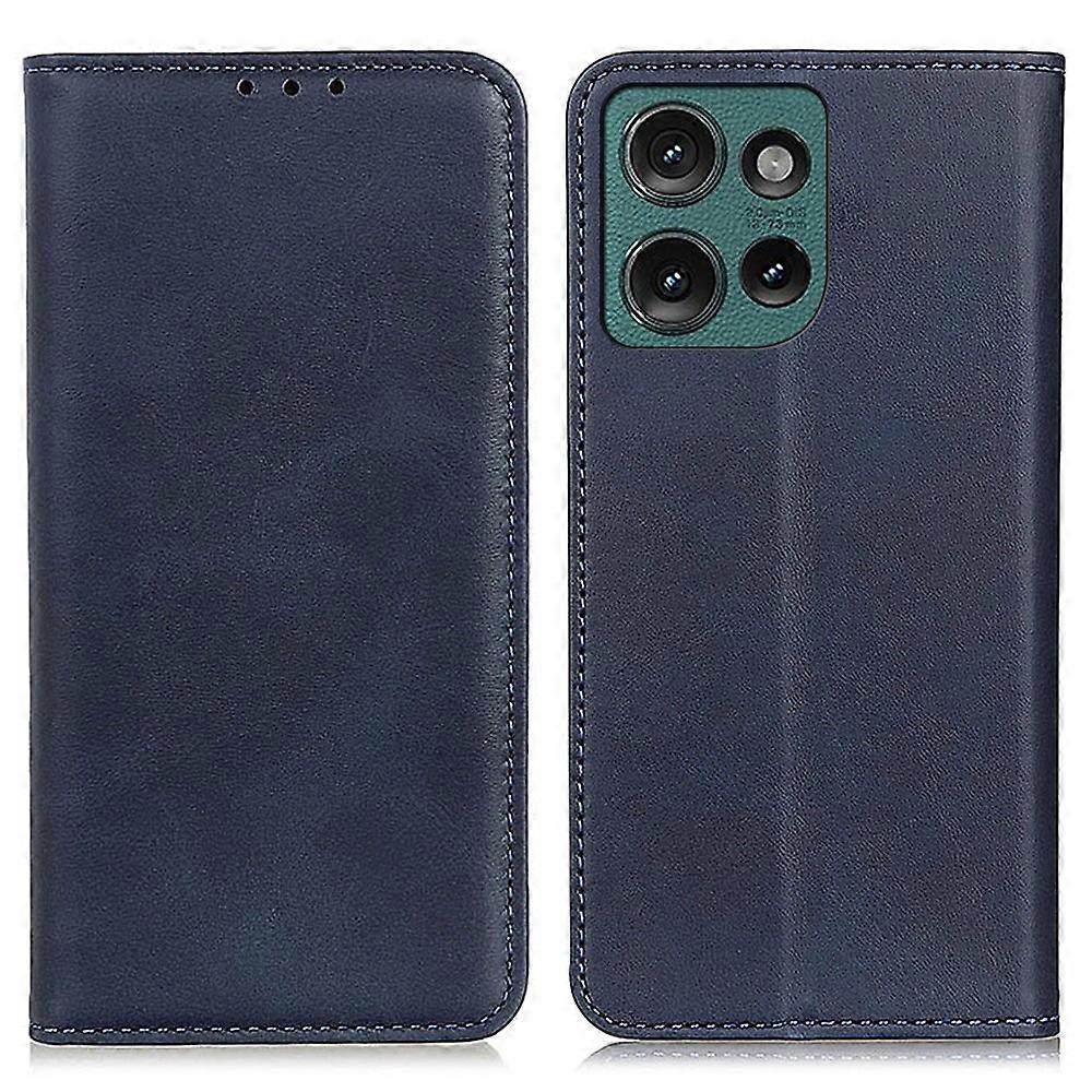 For Motorola Edge 50 5G Case Split Leather Flip Wallet Phone Cover - Blue