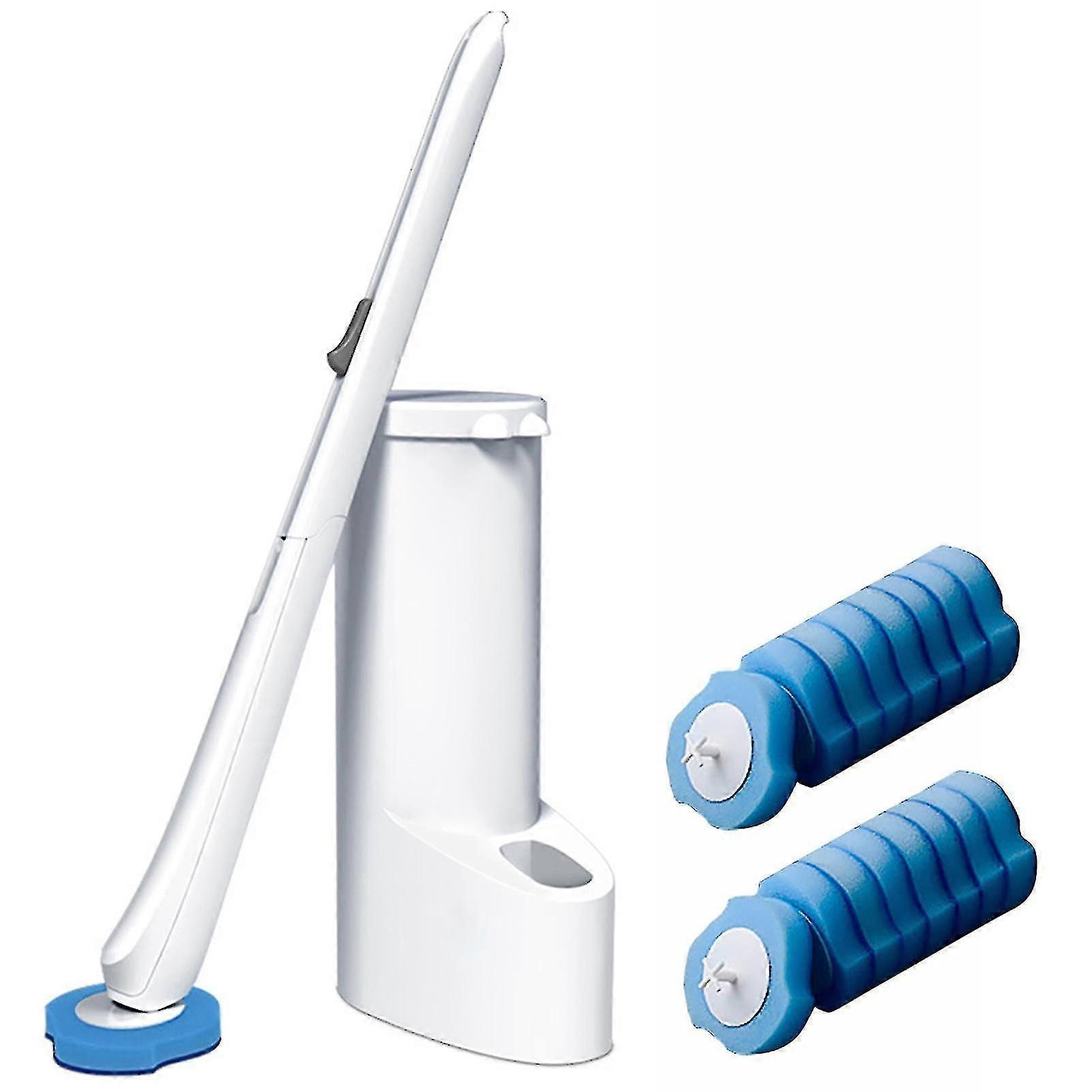 Juego de cepillos de baño desechables con 16 recambios para limpiar inodoros.