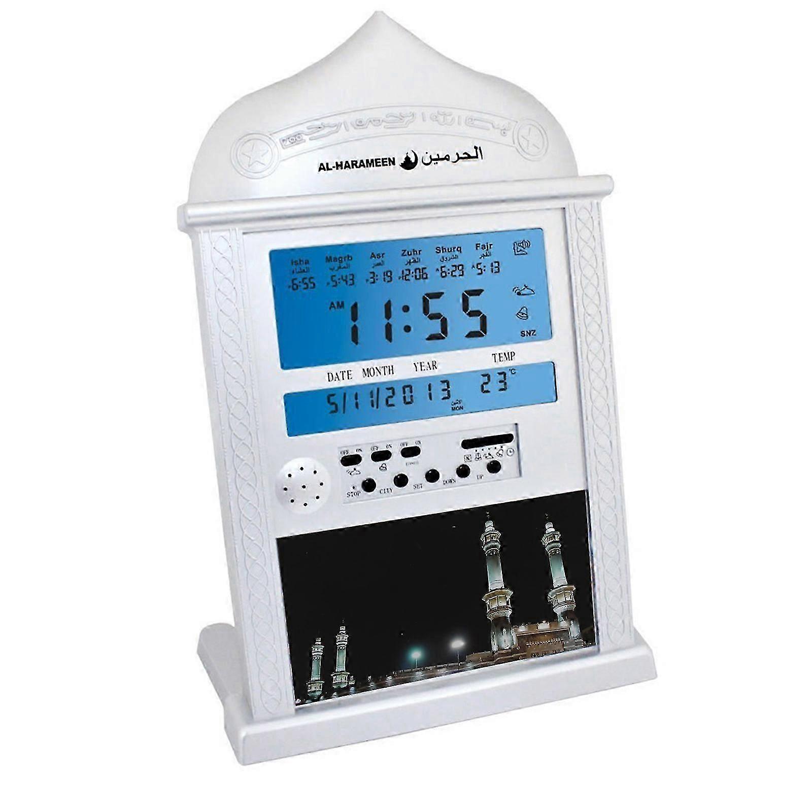 Azan Clock,Prayer Time- Table Clock,Muslim Digital Alarm,HA-4007  Silver